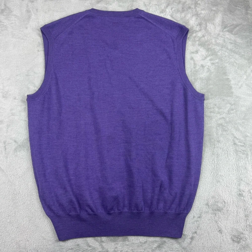 Peter Millar Vest Mens Purple V-Neck 100% Merino Wool Sweater‎ Preppy - L NWT
